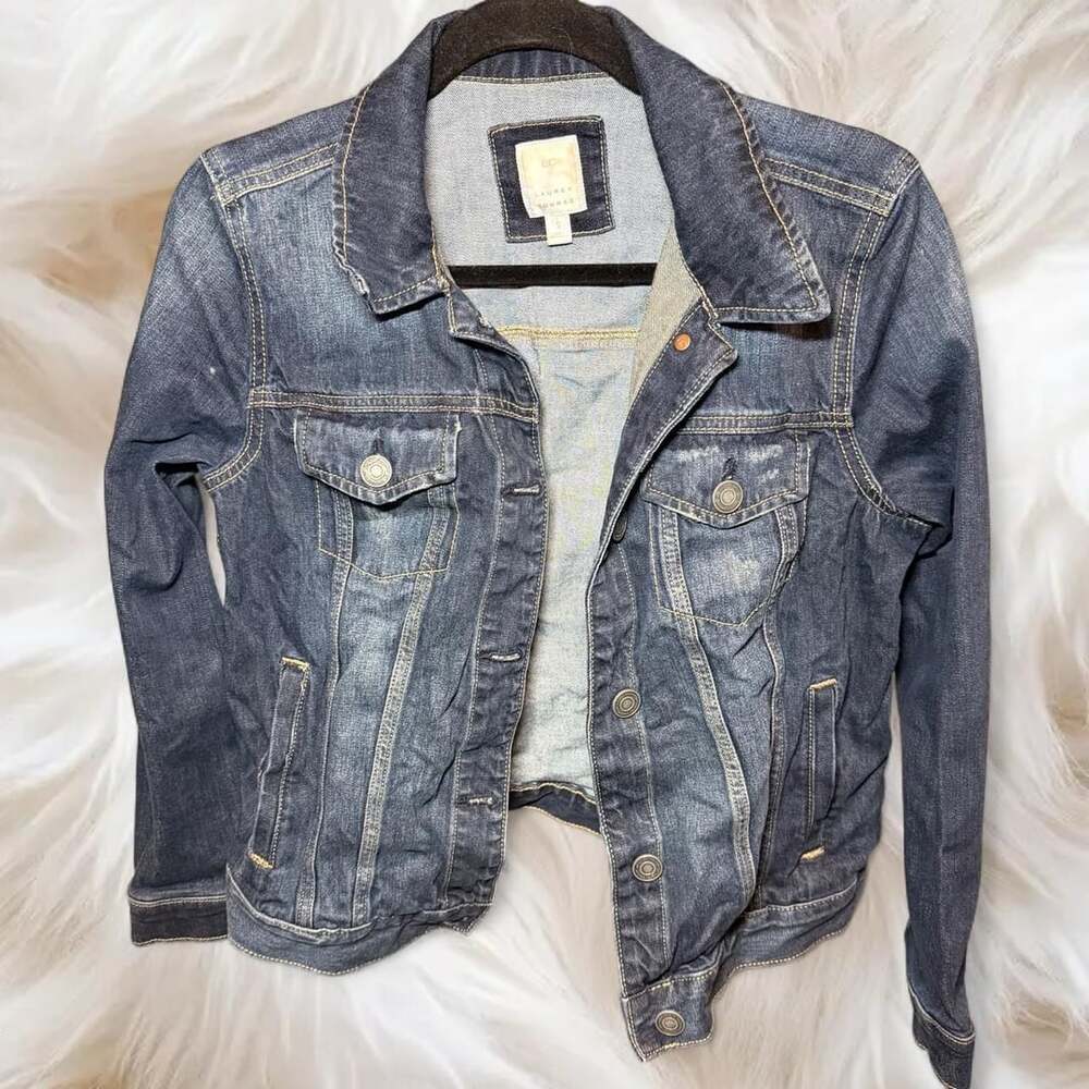 LC Lauren Conrad Denim Jacket Size S Blue Distressed